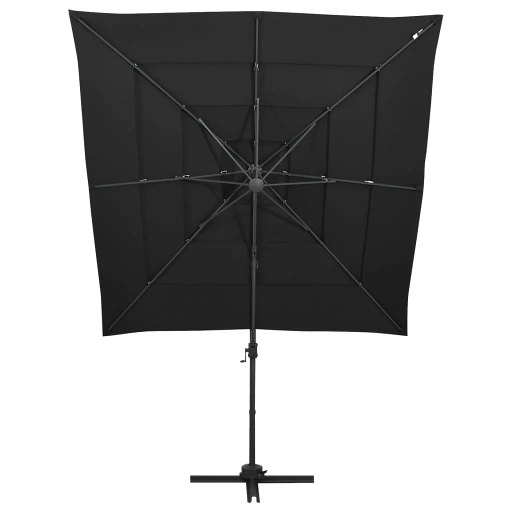 Ombrellone da giardino a quattro livelli con palo in alluminio 250 x 250 cm nero 02_0008790