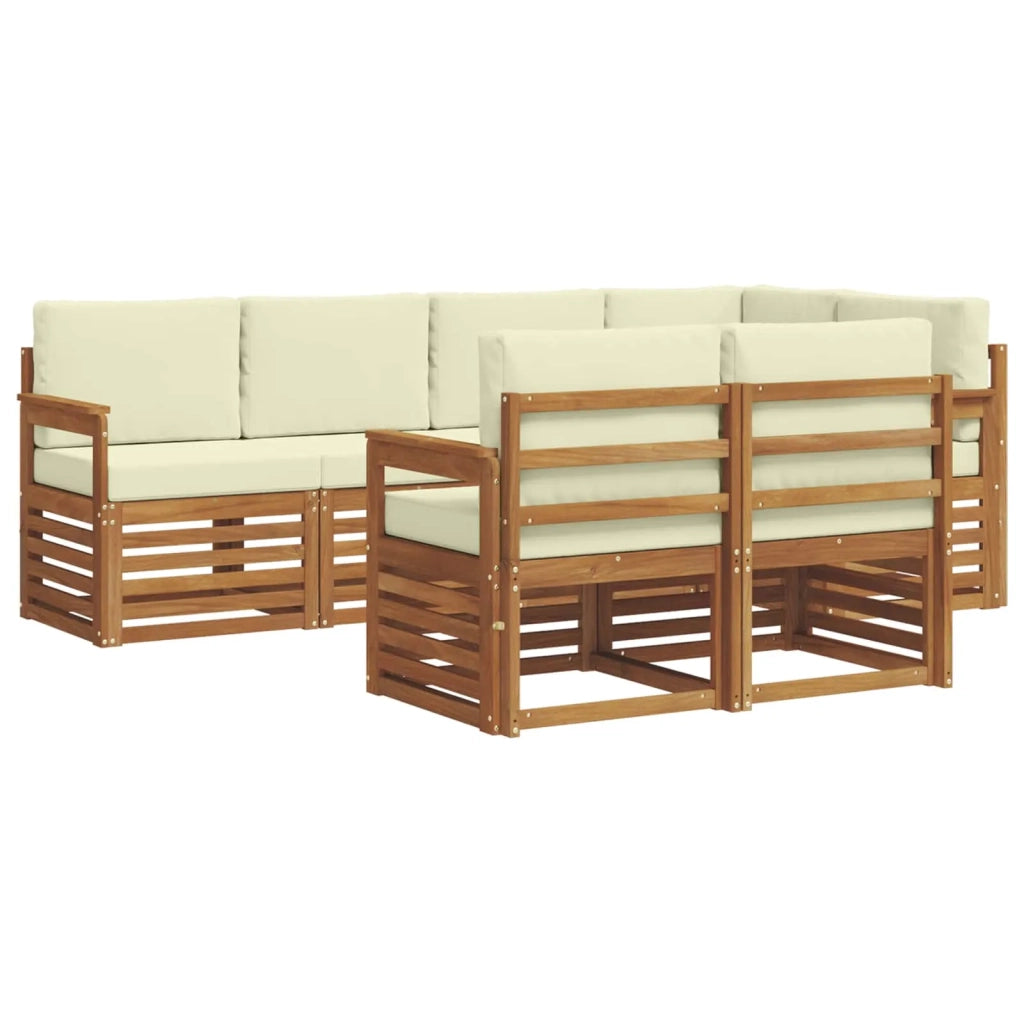 Set divano sezionale con cuscino 7 pcs Naturale e Crema 3374955