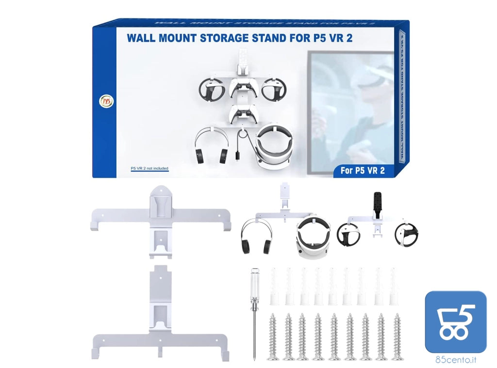 Stand Accessori per PS5 Supporto per Montaggio a Parete in Metallo con Ganci per Cuffie Cavi Controller e Visore VR