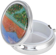 Porta medicine 3-facciate - Contenitore portatile per medicine - Materiale metallico duraturo - Con specchio - Organizzatore per medicine/oggetti personali - Chiusura a molla affidabile - Contenitore per medicine