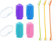 Set di spazzoloni per la pulizia - Denti a doppia testa - Spazzoloni per la pulizia delle dita in silicone - Pulizia della bocca per animali domestici - Setole morbide - Lunghezza 4 pezzi di spazzolone per la pulizia delle dita del cane