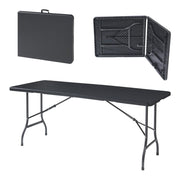 Tavolo da campeggio pieghevole 180 x 75 x 72 cm effetto rattan nero 03_0011001