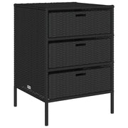 Mobile contenitore ergonomico da giardino con 3 cassetti 55 x 59 x 80 cm in resina intrecciata nera 02_0047424