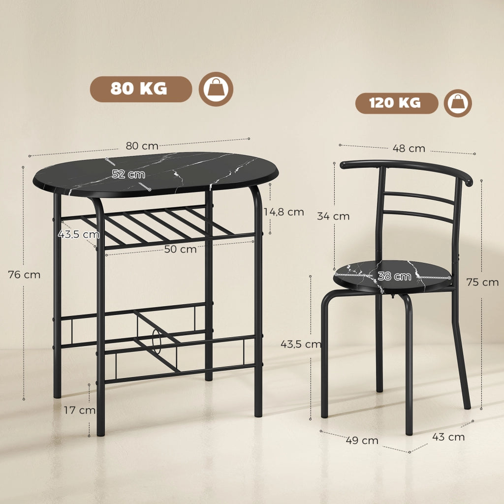 Set tavolo da pranzo e sedie ¨C Minimal ¨C nero, effetto marmo