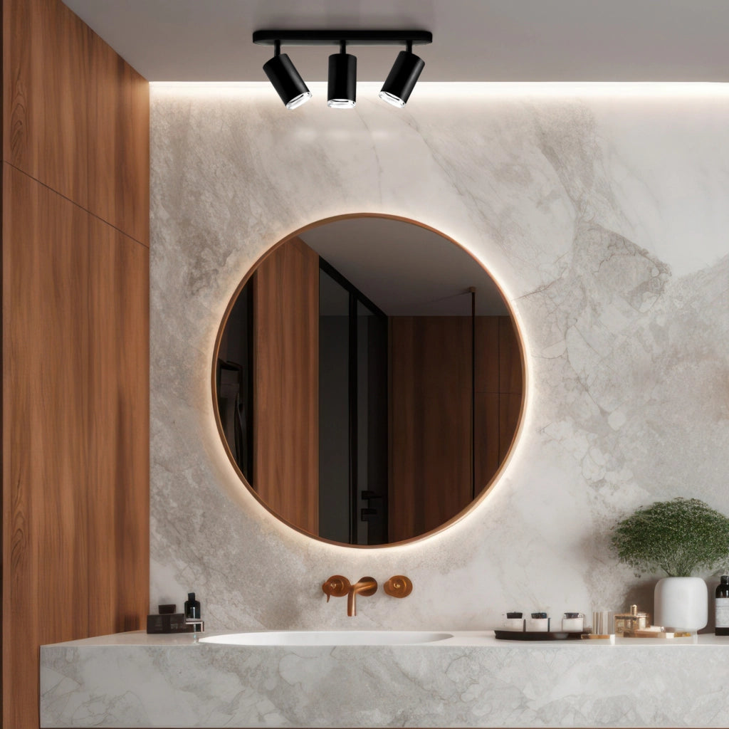 Applique/Plafoniera 3 luci nera GU10 orientabile IP44
