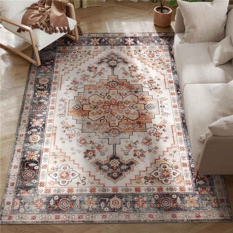 TAPPETO BOHEMIEN ANTISCIVOLO E LAVABILE A PELO CORTO PER SOGGIORNO E CAMERA, 230X160 CM, MARRONE