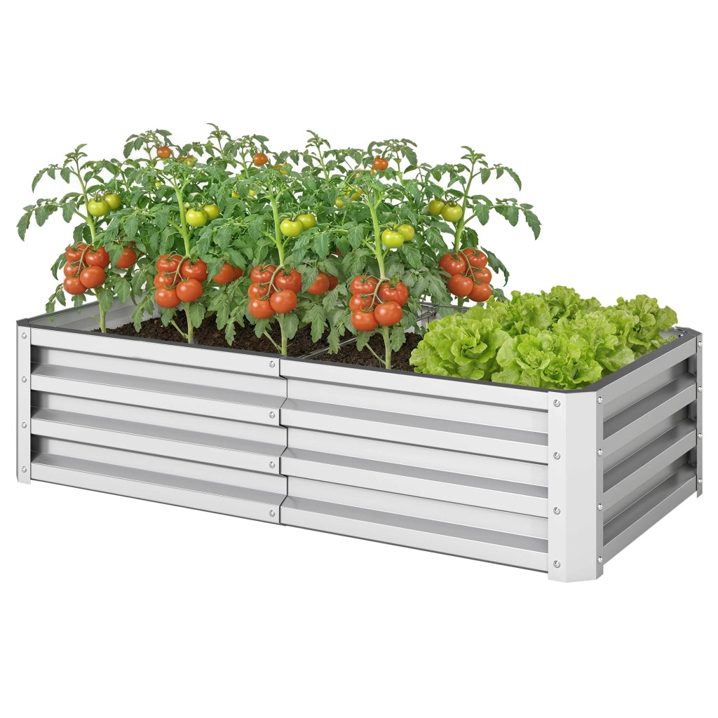 Orto rialzato da giardino rettangolare ¨C Xylo ¨C acciaio ondulato grigio argento 120x60x30,5 cm