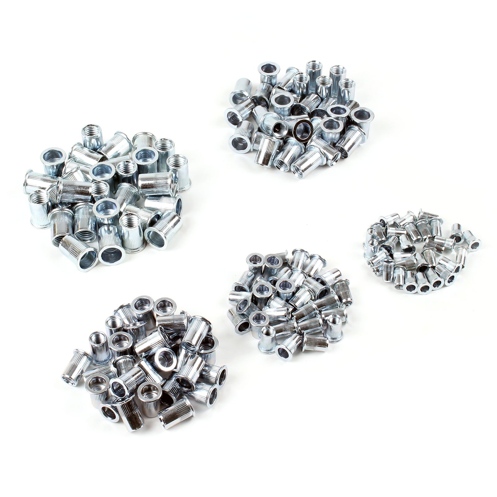 Set pinza rivettatrice con 5 punte e 150 dadi a rivetto M5/M6/M8/M10/M12 30 pz. ciascuno