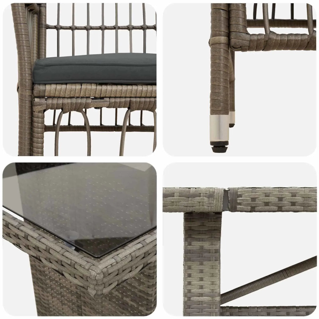 Set da pranzo per esterni 11 pz Grigio polyrattan 3448947