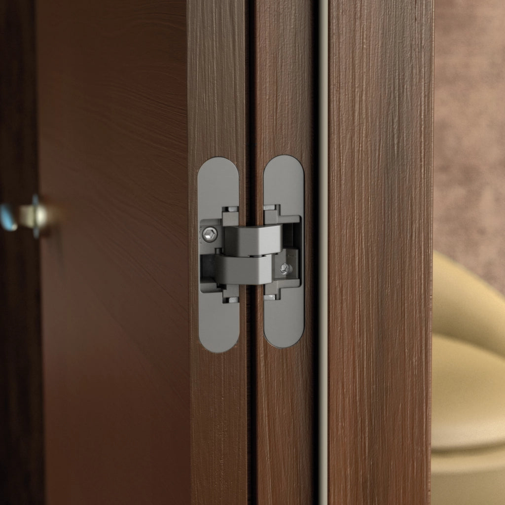 Emuca Cerniere a scomparsa per porte di passaggio, carico di 40 Kg, apertura 180Âº, zama, grigio metallizzato, 2 un.
