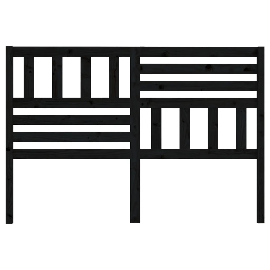 Testiera per Letto Nera 146x4x100 cm in Legno Massello di Pino 814158
