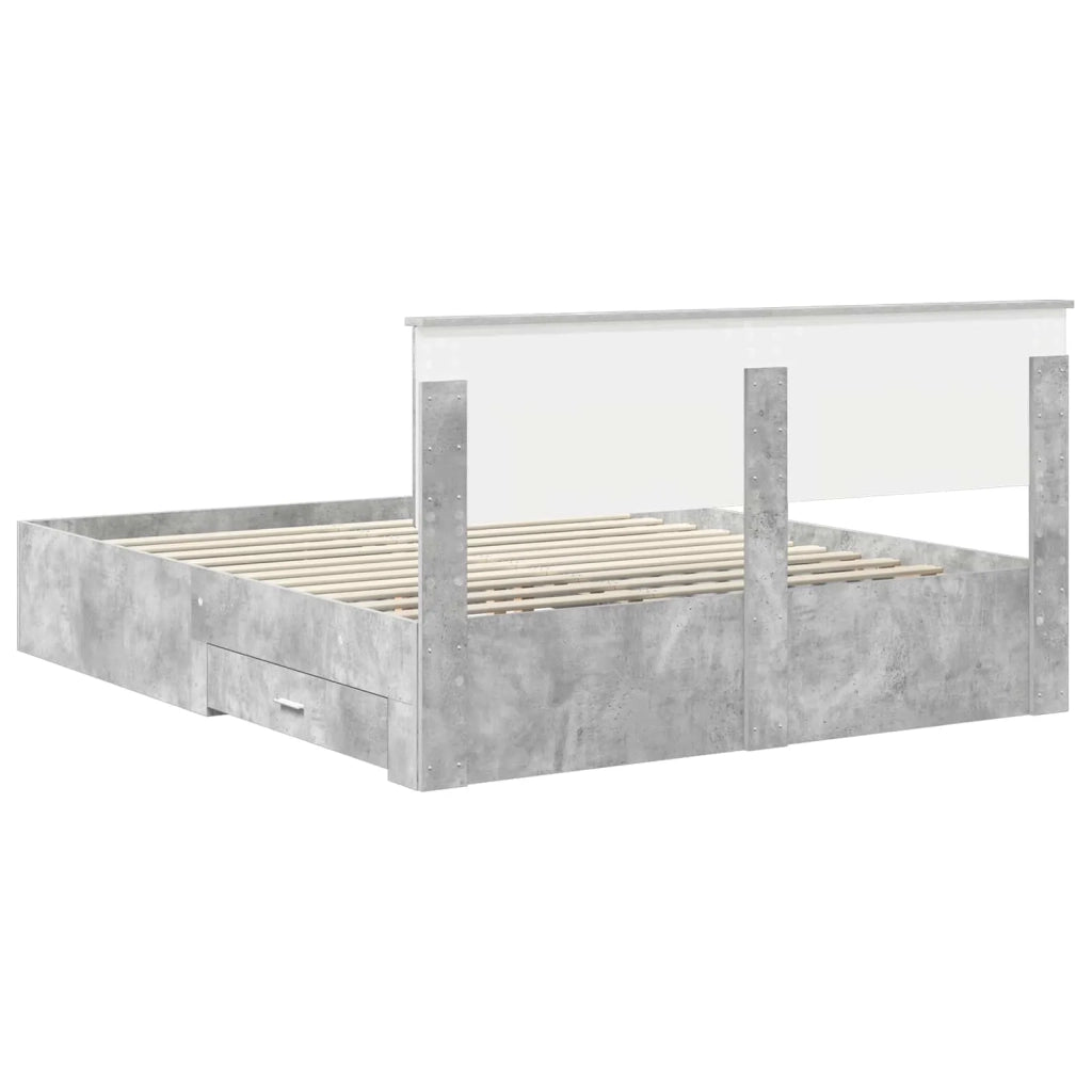 Struttura del letto con testiera Grigio cemento 160 x 200 cm 3410873