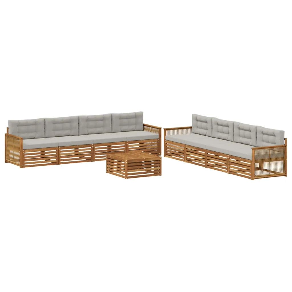 Set di divani da esterno 9 pcs Naturale e Grigio Chiaro 3383179