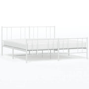 Letto matrimoniale | Letto per adulti | Giroletto con Testiera e Pediera Metallo Bianco 180x200 cm