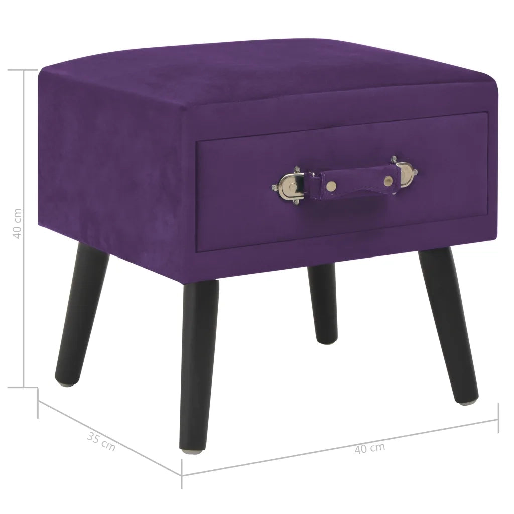 Comodino | Armadio da Notte | Mobiletto da notte Viola Scuro 40x35x40 cm in Velluto