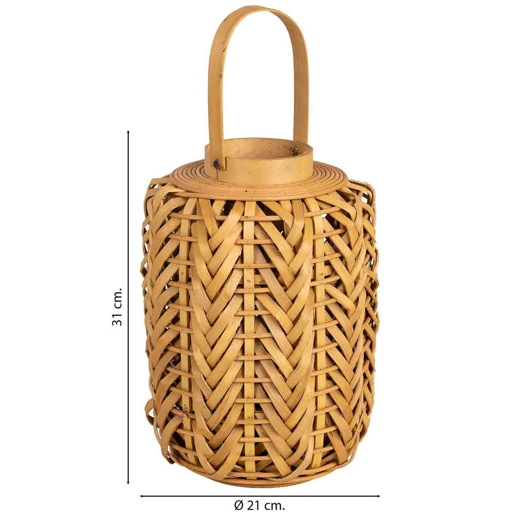 Lanterna in legno marrone con luce a batteria, D21x31h cm