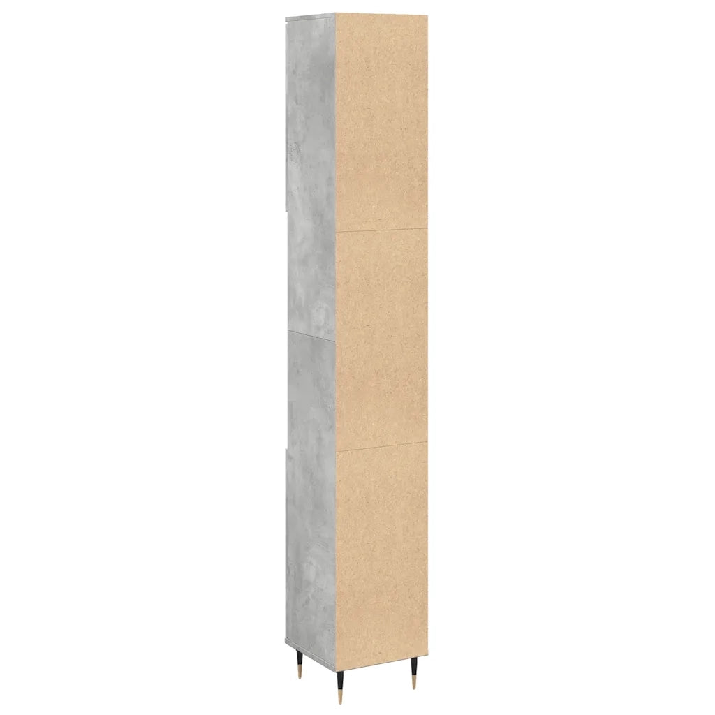 Armadietto Bagno Grigio Cemento 30x30x190 cm Legno Multistrato 857195