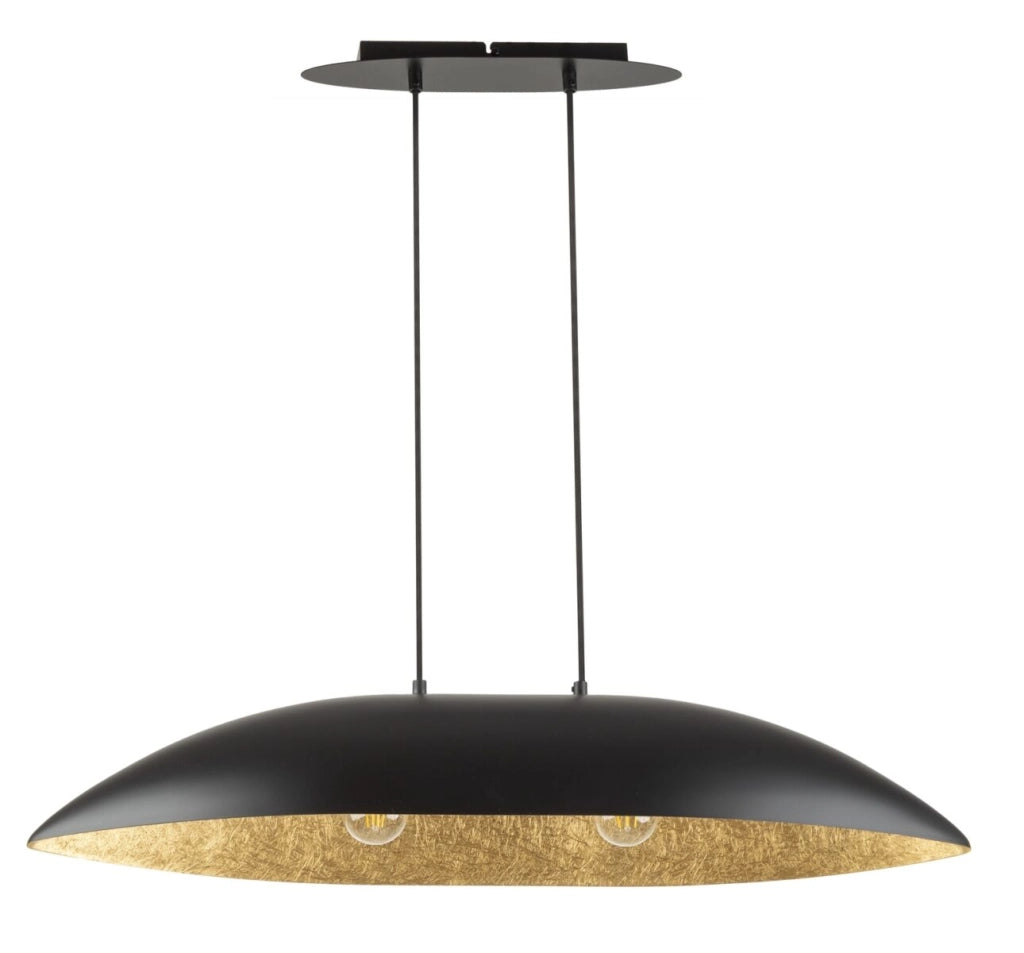 Lampada a sospensione Gondola resina nero-oro 2xE27