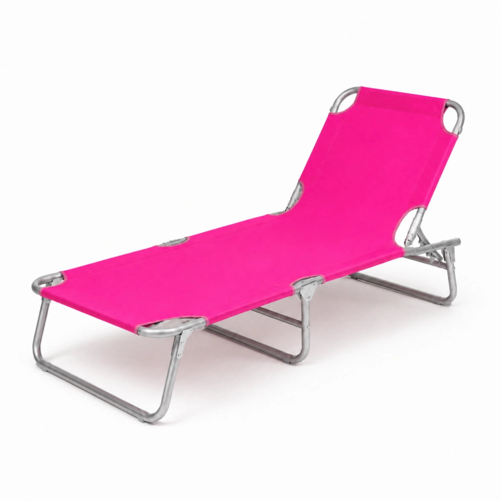 Sedia Relax Pieghevole Con Tettuccio Parasole Regolabile Schienale Reclinabile Struttura In Metallo Per Spiaggia Mare Giardino Piscina 187 X 53 X 24 Cm Rosa