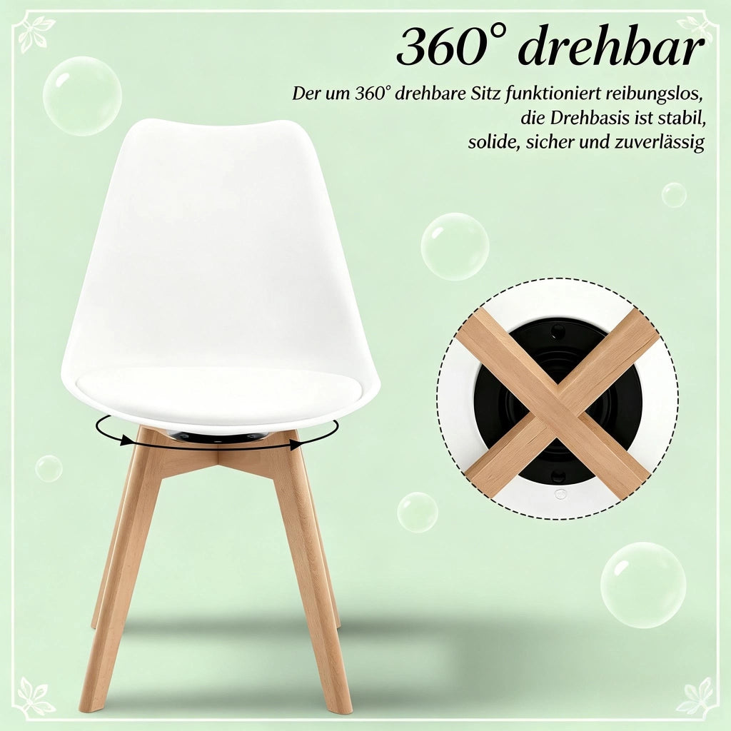 SEDIA Girevole 360° in Similpelle Bianca Set da 4 pezzi