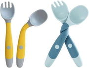 Set di utensili con manico semplice - 4 pezzi comprensivo di cucchiaio e forchetta - Senza BPA - Compattabile ripiegabile - Ideale per viaggiare