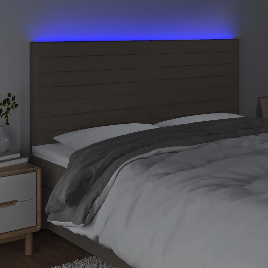 Testiera | Testata a LED Tortora 180x5x118/128 cm in Tessuto