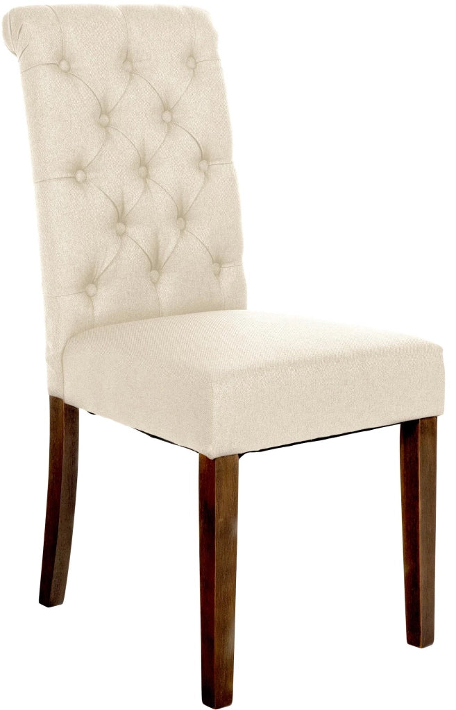 Sedia da cucina Lisburn design Chesterfield crema,Tessuto