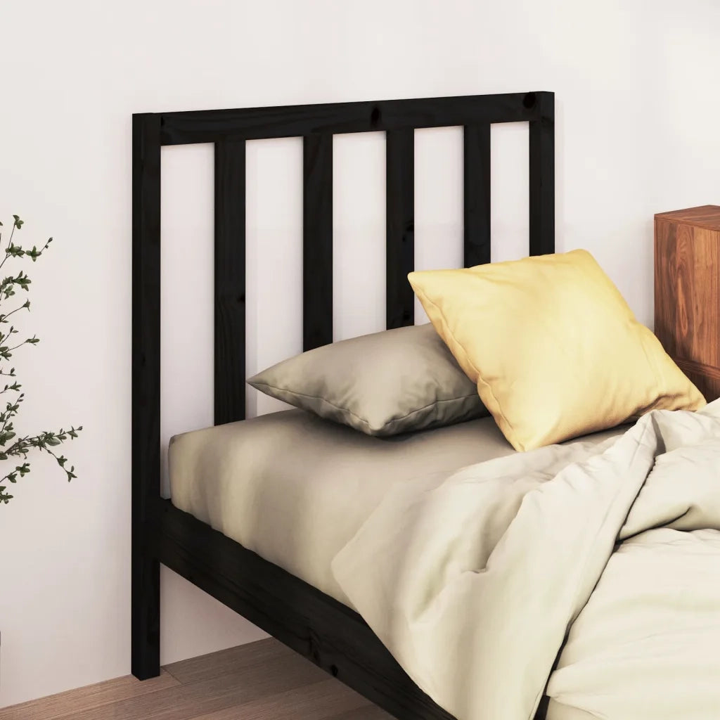 Testiera per Letto-Testata-Testiera Decorativa Nera 95x4x100 cm in Legno Massello di Pino 806148