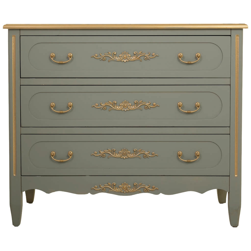 Cassettiera in legno con 3 cassetti verdi, 90x42x76h cm
