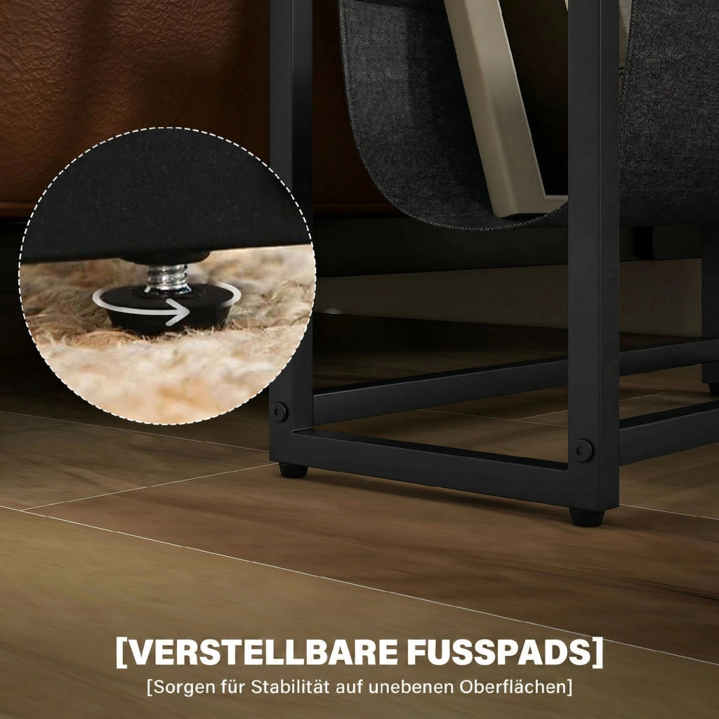 Tavolino da caff¨¨ con ripiani e porta riviste ¨C Zephmum ¨C Rustico marrone 43x18x56 cm