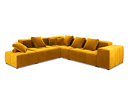 Cosmopolitan Design - Divano angolare modulare reversibile "Rome" 7 posti in velluto giallo 