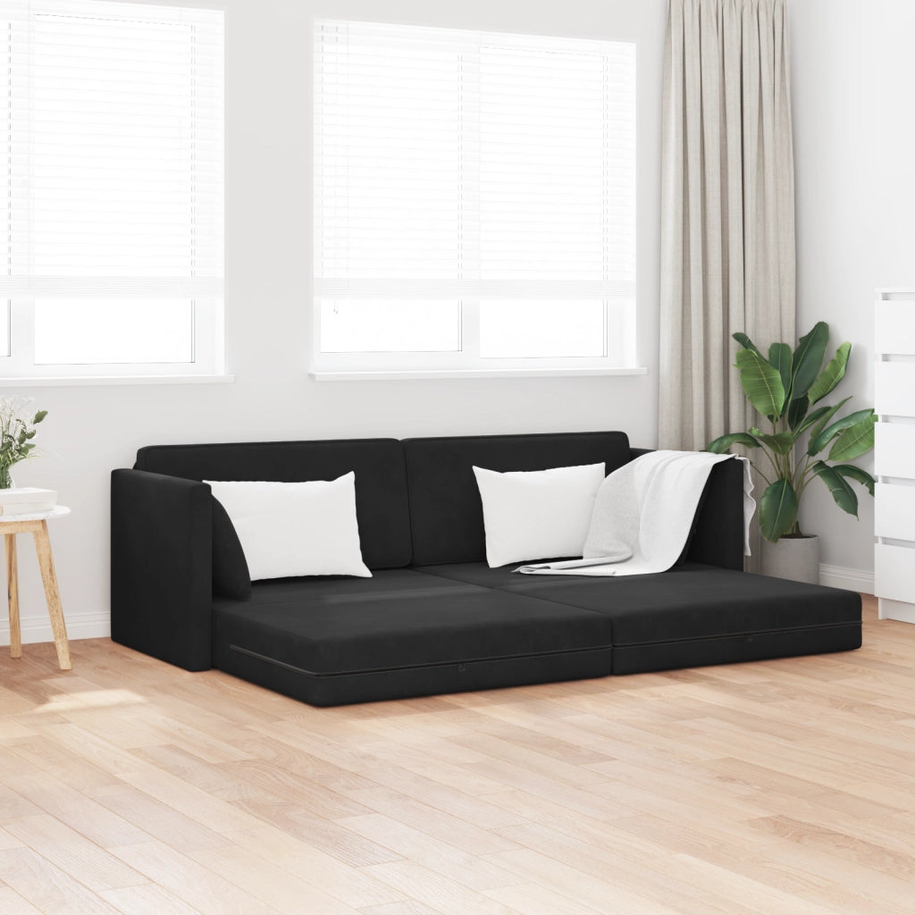 Divano Letto 2-in-1 Nero 213x144x60 cm