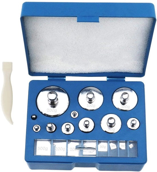 Set di Calibrazione 19 pezzi - Adatto per Bilancia Digitale - Acciaio Cromato - Inclusa Scatola di Riposo - Ideale per la Ricalibrazione - Peso Minimo 10 mg - Set di Pesi