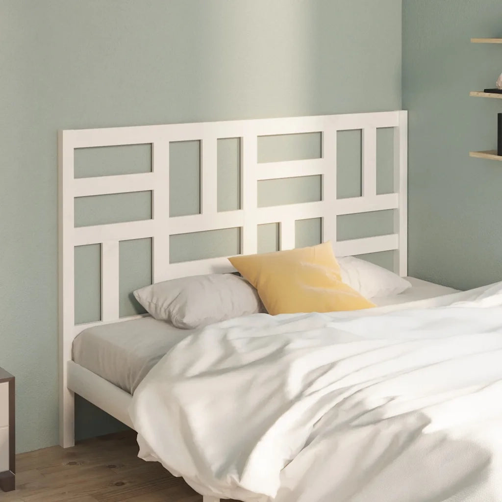 Testiera per Letto-Testata-Testiera Decorativa Bianca 146x4x104cm in Legno Massello di Pino 416632