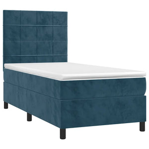 Letto a Molle con Materasso e LED Blu Scuro 90x190cm in Velluto 3136099
