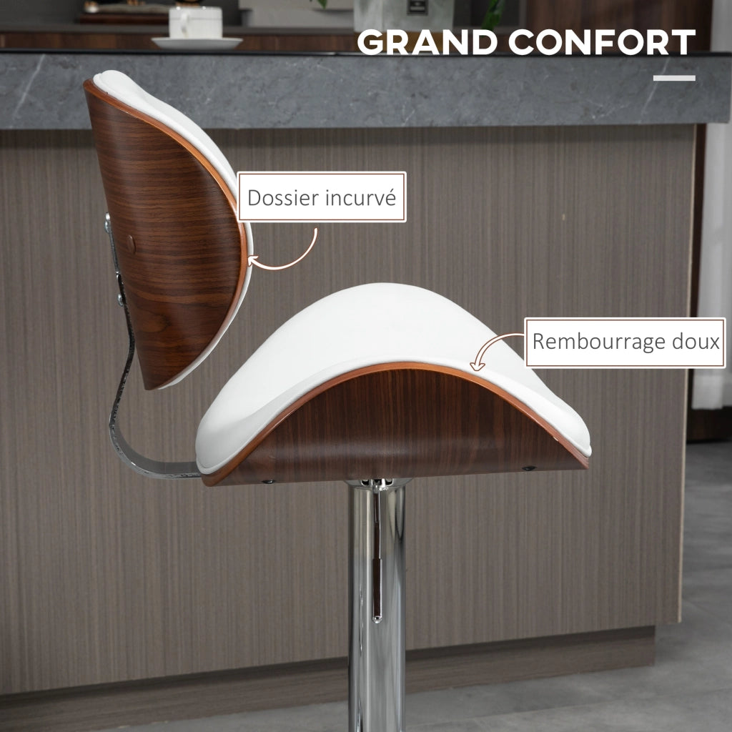 Sgabello da bar regolabile in altezza ¨C zephmum ¨C bianco 53x52x92-112 cm