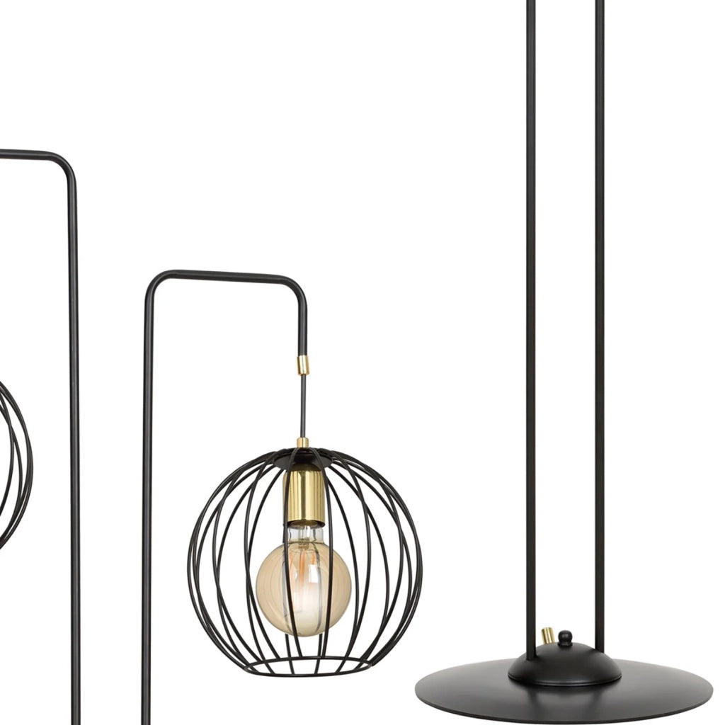 Piantana Contemporaneo Omoikane Acciaio Nero 2 Luci E27 Ip20