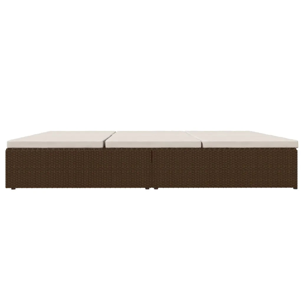 Lettino Prendisole Reclinabile con Cuscini Polyrattan Marrone 317239