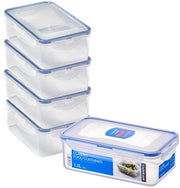 Contenitori di Cibo Rettilinei con Tappi, Set da 5, Plastica, Ercolier e Imbottito d'Acqua, Contenitori di Cibo, Senza BPA e Resistenti al Lavarosticatore, 5 x 1 l