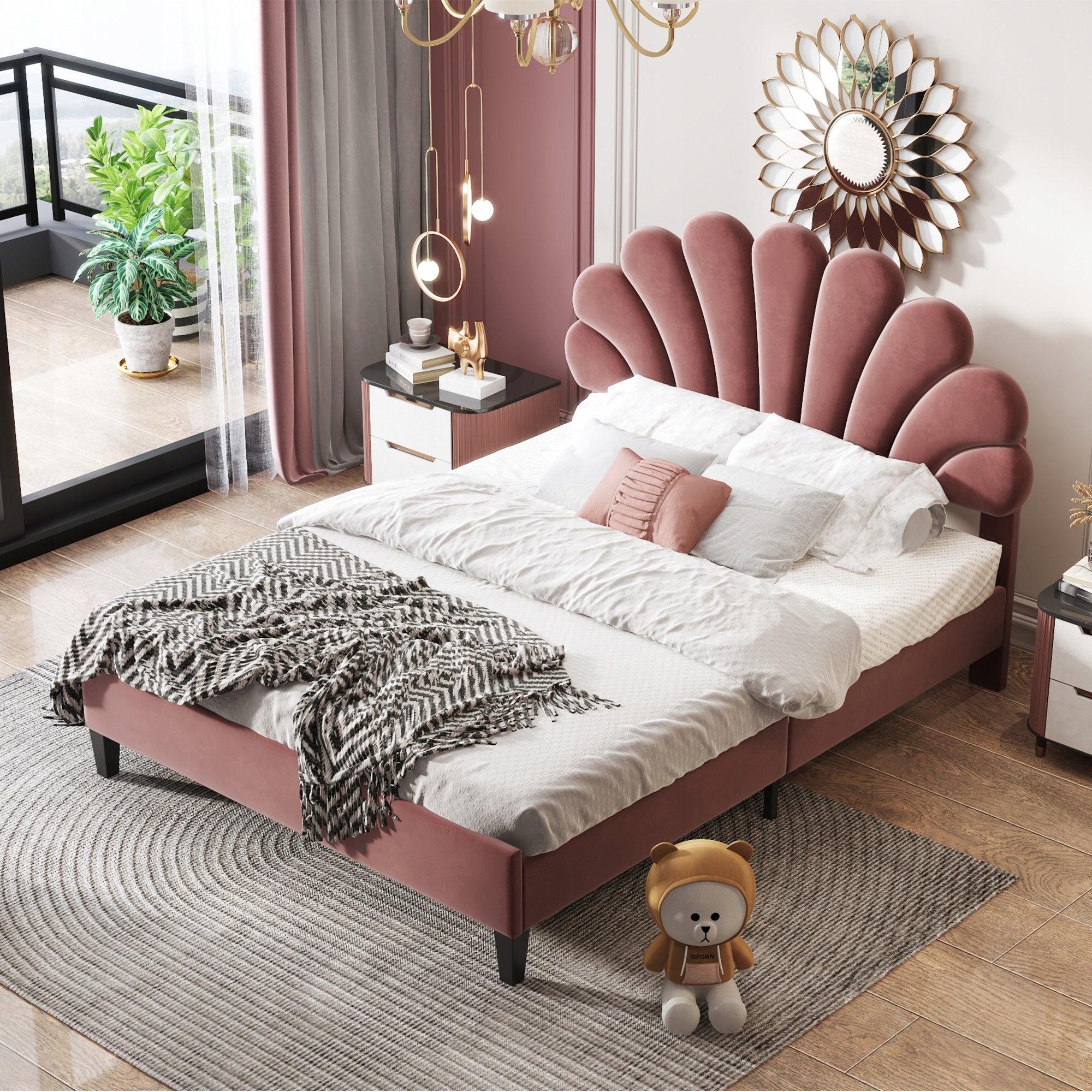 Letto 140x200 - Xylo - Testiera in velluto per ospiti