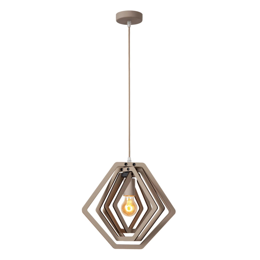 Lampada sospesa MAURO taupe legno 1xE27 Lucide