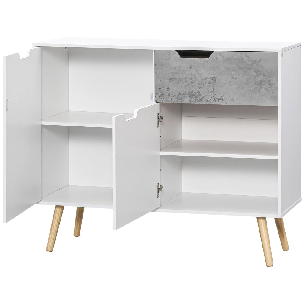 Mobile Cucina con 2 Ante e Cassetto ¨C Zephmum ¨C 98x39x81,5 cm Bianco Grigio