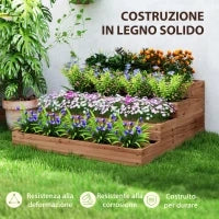 Letto per Orto Rialzato a 4 Livelli in Legno di Abete con Fondo Aperto, 113x113x46 cm, Marrone
