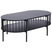 Tavolino ovale con ripiano Piano lungo 103 x 50 cm nero stile retrò