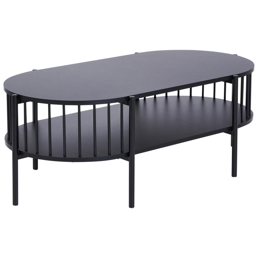 Tavolino ovale con ripiano Piano lungo 103 x 50 cm nero stile retrò