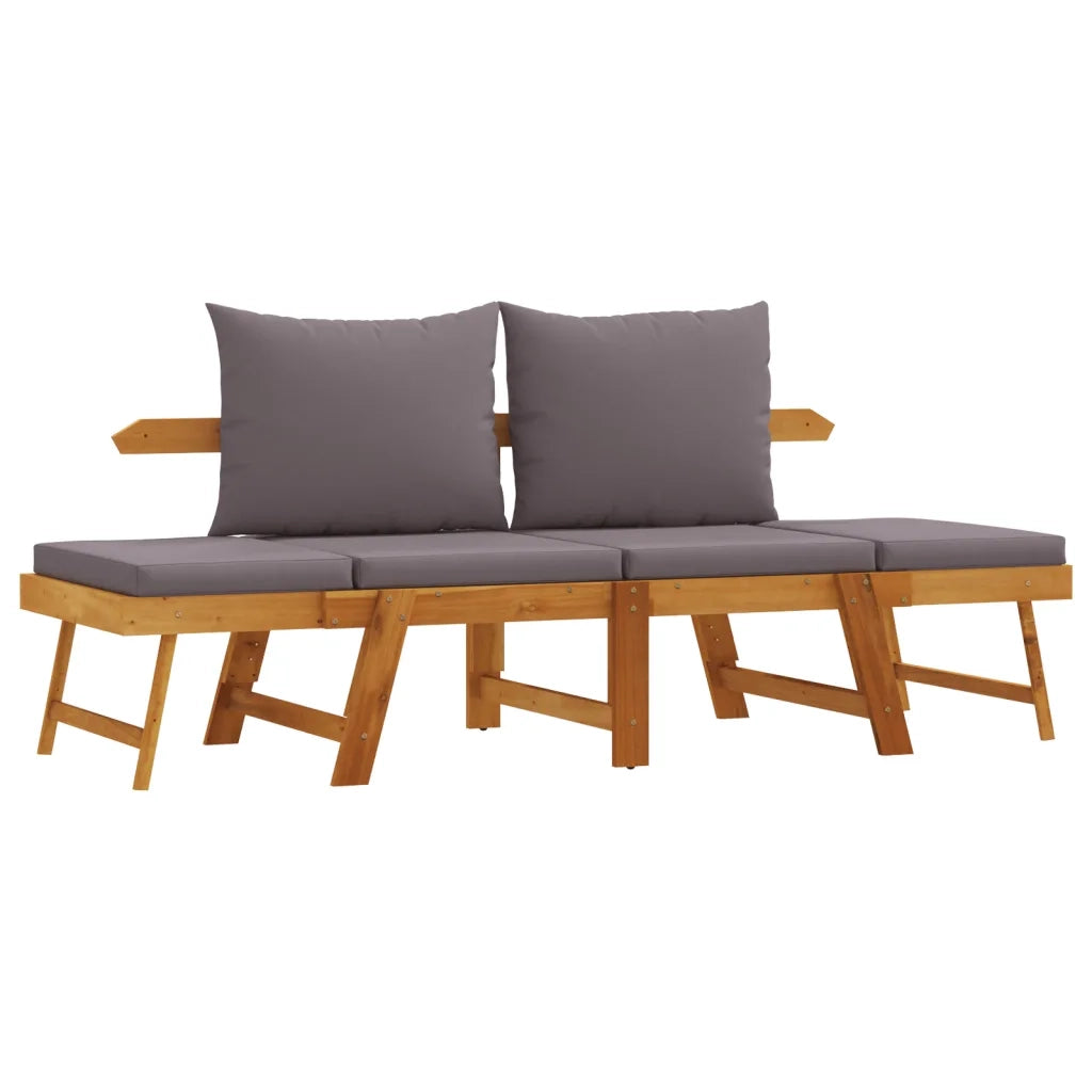 Panchina da Giardino | Panca da Giardino con Cuscini 2-in-1 in Legno di Acacia
