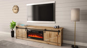 MOBILE TV CON CAMINETTO ELETTRICO GRANERO INCORPORATO cm200x35x57 QUERCIA