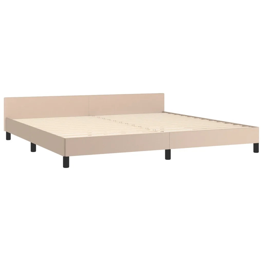 Giroletto con Testiera-Struttura Letto con testiera Cappuccino 200x200 cm in Similpelle 866871
