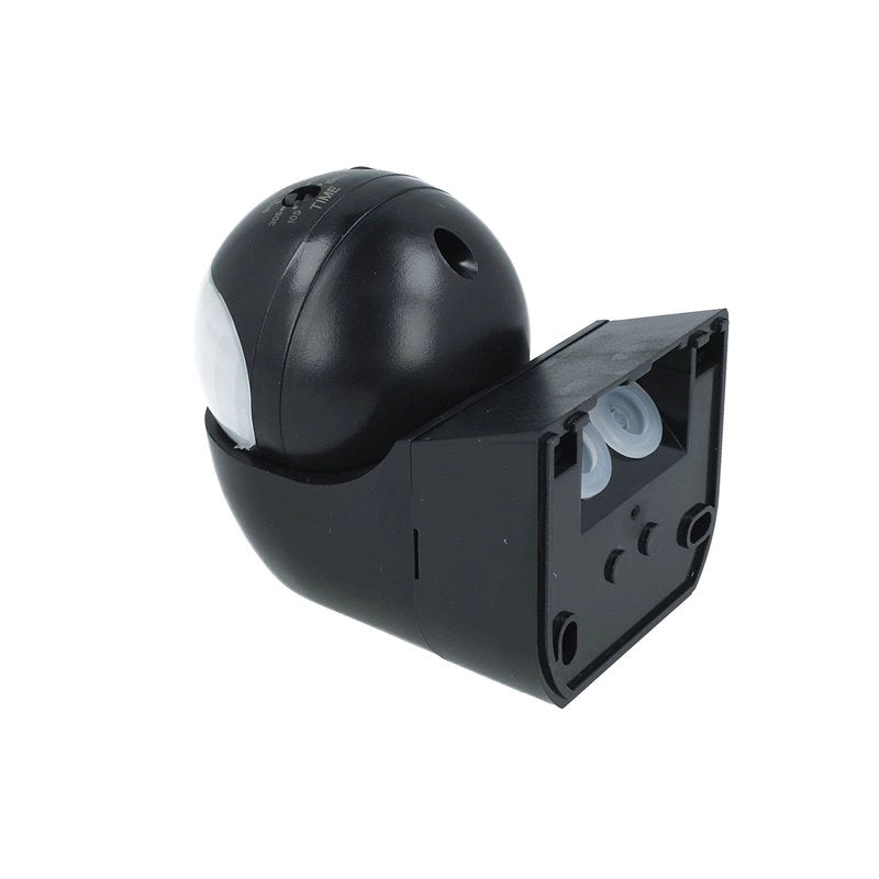 Sensore di Movimento a Infrarossi e Crepuscolare Montaggio a Parete Muro Carcassa Nera Testa Orientabile 180 Gradi IP44 SKU-5089