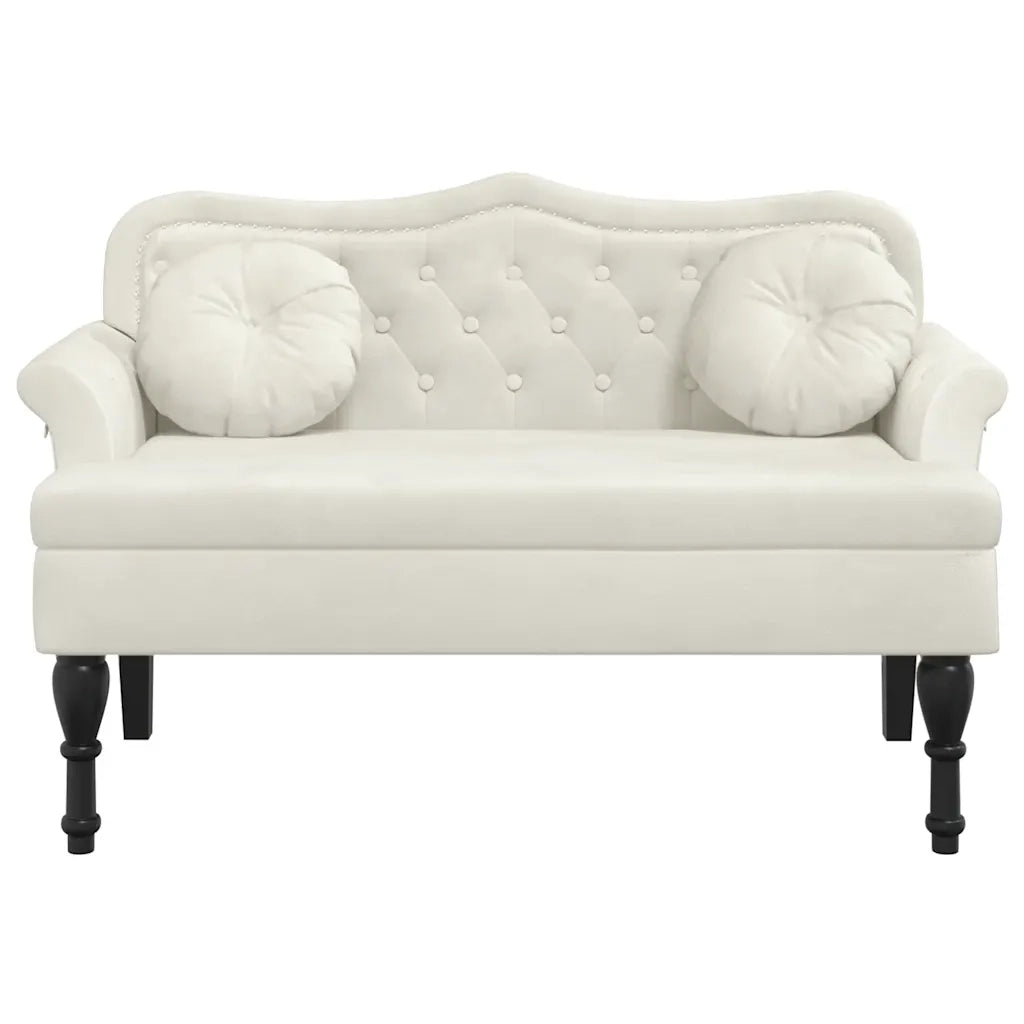 Panca con Cuscini Crema 120,5x65x75 cm in Velluto CFW6689321